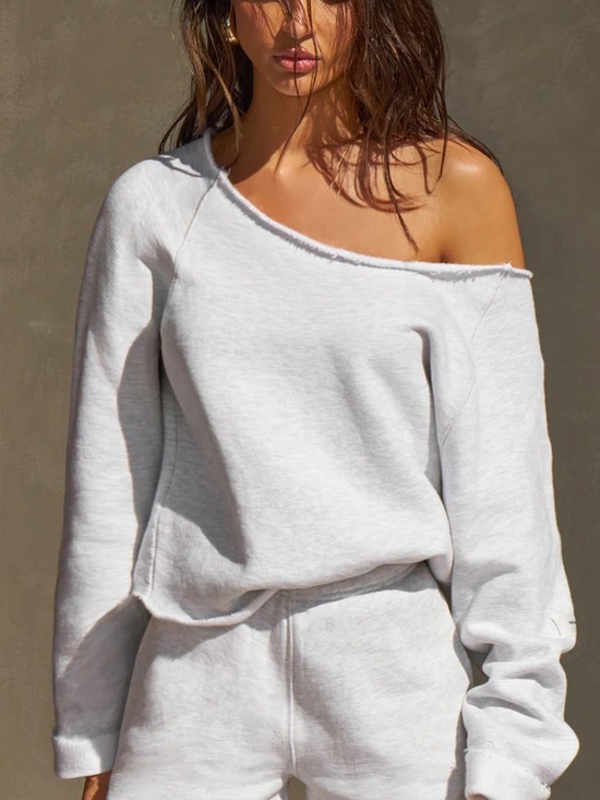 Joah Brown SLOUCHY PULLOVER SWEATSHIRT PEARL GREY FRENCH TERRY SMALL - Picture 5 of 12